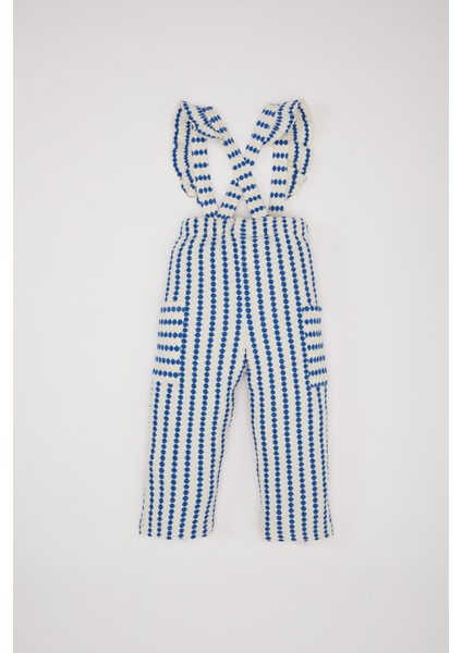 Kız Bebek Desenli Cepli Askılı Pantolon D9446A525SP