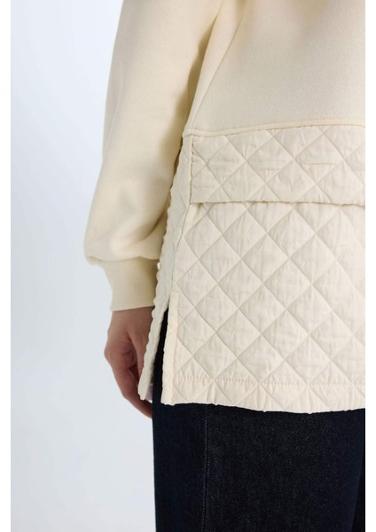 Relax Fit Bisiklet Yaka Kapitone İçi Yumuşak Tüylü Kalın Sweatshirt Tunik E0870AX24WN