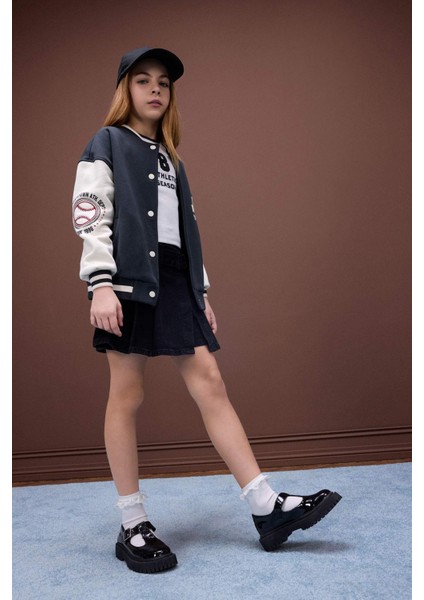 Kız Çocuk Kemerli Jean Şort Etek D7680A825Sp