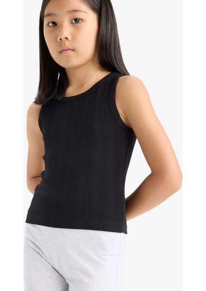 Kız Çocuk Bisiklet Yaka Basic Düz Atlet Z7815A625HS