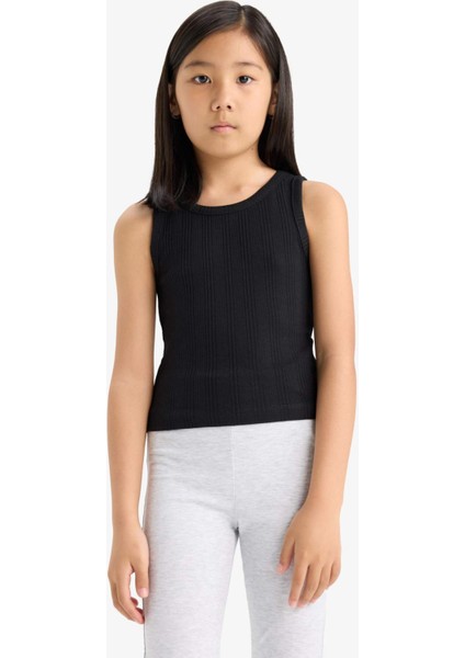 Kız Çocuk Bisiklet Yaka Basic Düz Atlet Z7815A625HS