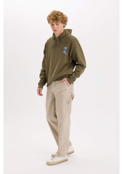 Kadife Pantolon Wide Leg Bol Rahat Kesim Cepli Düz Paça C9015AX24WN