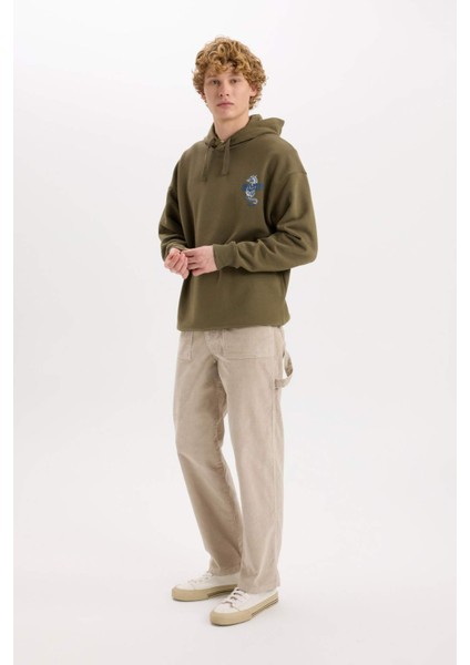 Kadife Pantolon Wide Leg Bol Rahat Kesim Cepli Düz Paça C9015AX24WN