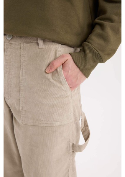 Kadife Pantolon Wide Leg Bol Rahat Kesim Cepli Düz Paça C9015AX24WN