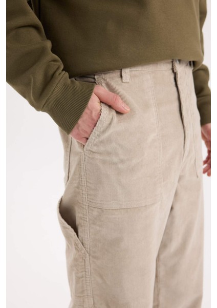 Kadife Pantolon Wide Leg Bol Rahat Kesim Cepli Düz Paça C9015AX24WN