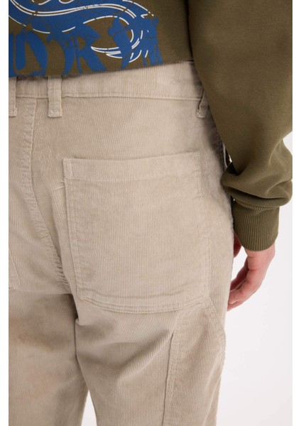 Kadife Pantolon Wide Leg Bol Rahat Kesim Cepli Düz Paça C9015AX24WN