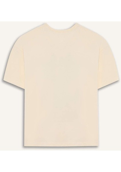 Kız Çocuk Relax Fit Bisiklet Yaka Baskılı Kısa Kollu Tişört E0353A825SM