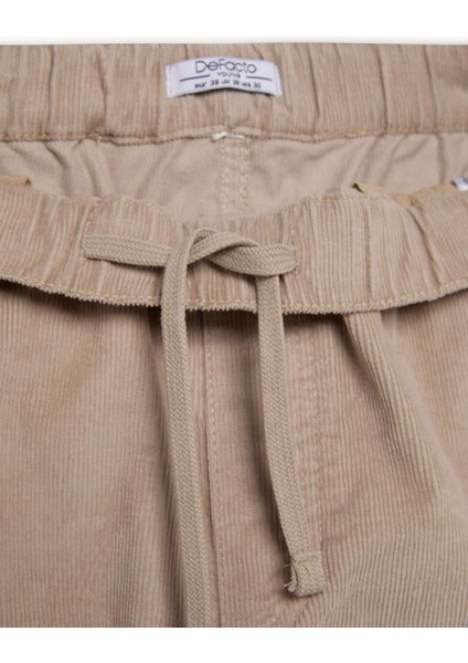 Kadife Pantolon Wide Leg Bol Rahat Kesim Kargo Cepli Düz Paça C9010AX24WN