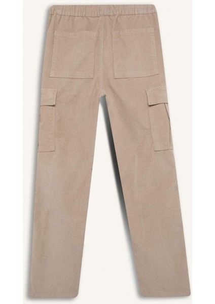 Kadife Pantolon Wide Leg Bol Rahat Kesim Kargo Cepli Düz Paça C9010AX24WN