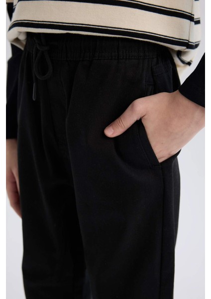 Erkek Çocuk Lastikli Paça Basic Düz Gabardin Jogger Pantolon B6713A825SM