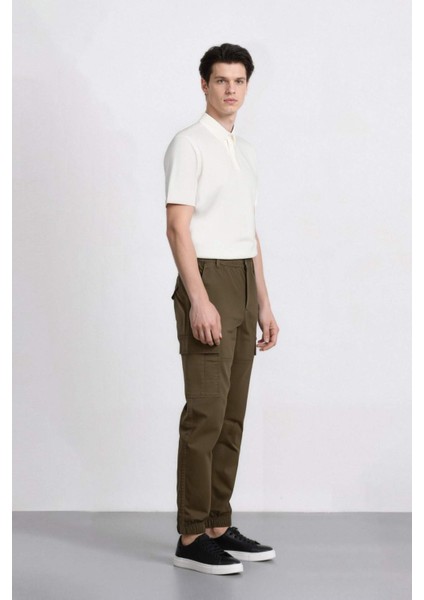 Regular Gabardin Jogger Pantolon Kargo Cepli Beli Paçası Lastikli