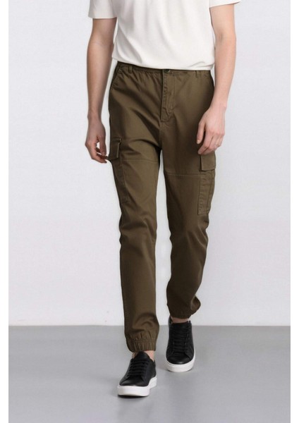 Regular Gabardin Jogger Pantolon Kargo Cepli Beli Paçası Lastikli