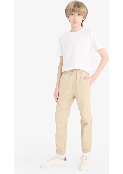 Erkek Çocuk Lastikli Paça Basic Düz Gabardin Jogger Pantolon B6713A825SM