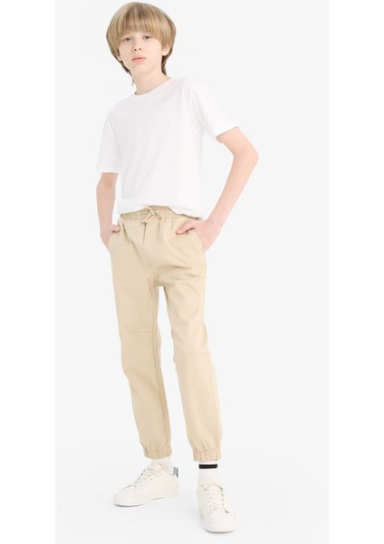 Erkek Çocuk Lastikli Paça Basic Düz Gabardin Jogger Pantolon B6713A825SM