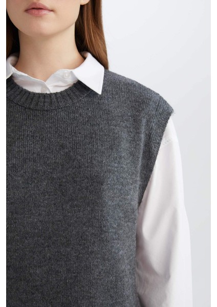 Regular Fit Bisiklet Yaka Uzun Triko Süveter B0197AX24WN