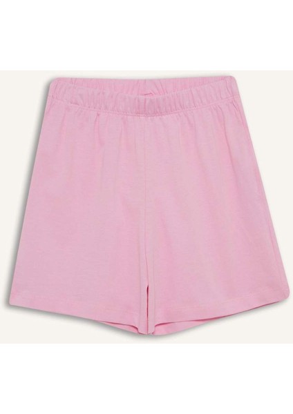 Kız Çocuk Pijama Takımı Baskılı Kısa Kollu Üst Beli Lastikli Şort E0665A825HS