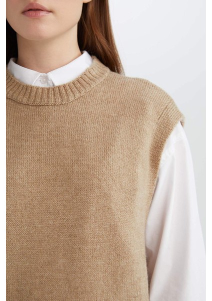 Regular Fit Bisiklet Yaka Uzun Triko Süveter B0197AX24WN