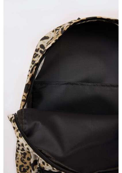 Kadın Leopar Desenli Sırt Çantası D9776AXNS