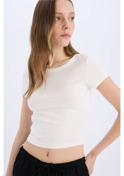 Coool Fitted Bisiklet Yaka Ribana Kısa Kollu Tişört E0288AX25SM