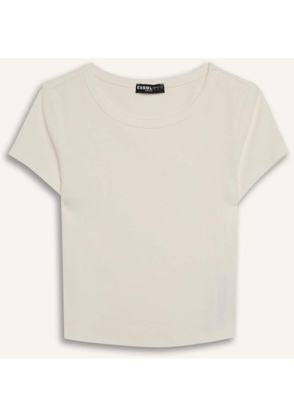 Coool Fitted Bisiklet Yaka Ribana Kısa Kollu Tişört E0288AX25SM