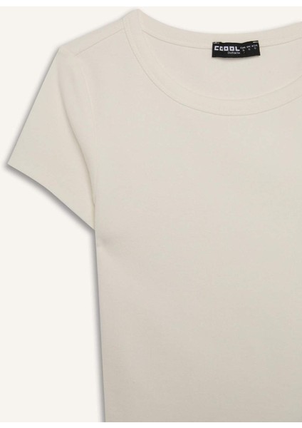 Coool Fitted Bisiklet Yaka Ribana Kısa Kollu Tişört E0288AX25SM