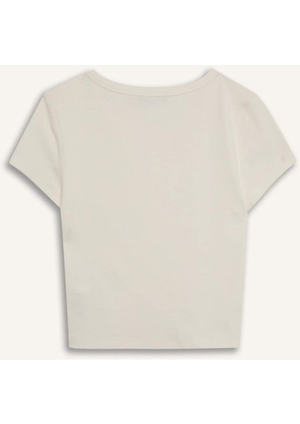 Coool Fitted Bisiklet Yaka Ribana Kısa Kollu Tişört E0288AX25SM