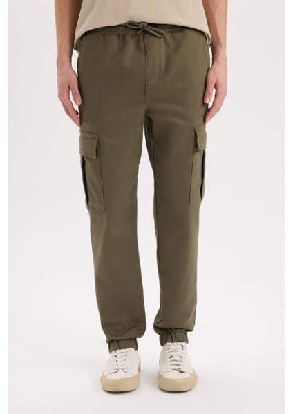 Jogger Pantolon Regular Beli Bağcıklı Dokulu Kargo Cepli E0884AX24WN