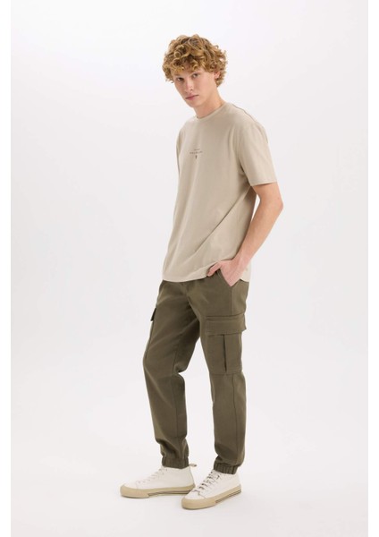 Jogger Pantolon Regular Beli Bağcıklı Dokulu Kargo Cepli E0884AX24WN
