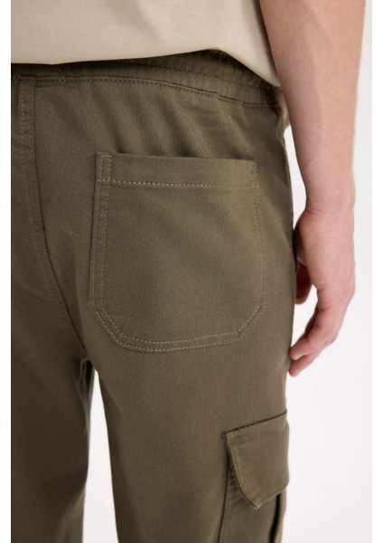 Jogger Pantolon Regular Beli Bağcıklı Dokulu Kargo Cepli E0884AX24WN