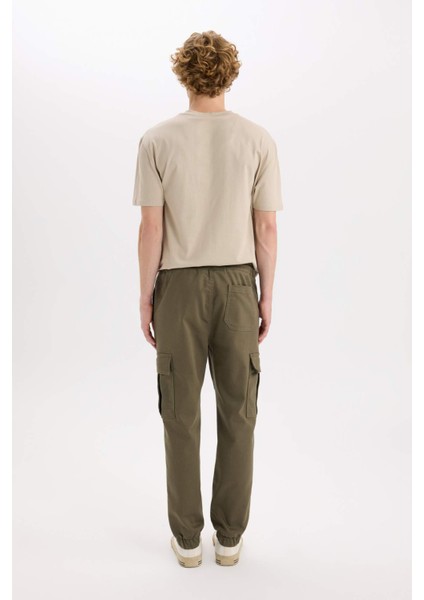 Jogger Pantolon Regular Beli Bağcıklı Dokulu Kargo Cepli E0884AX24WN