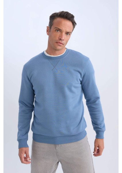 Regular Fit Bisiklet Yaka Kalın Basic Düz Sweatshirt T3777AZ25SP