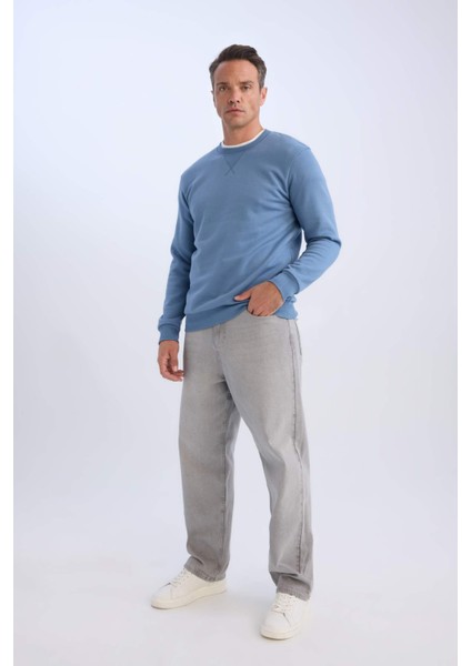 Regular Fit Bisiklet Yaka Kalın Basic Düz Sweatshirt T3777AZ25SP