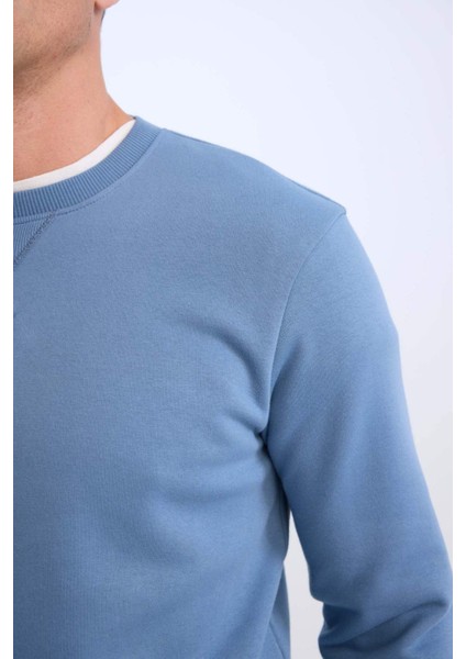 Regular Fit Bisiklet Yaka Kalın Basic Düz Sweatshirt T3777AZ25SP