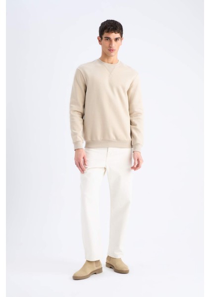 Regular Fit Bisiklet Yaka Kalın Basic Düz Sweatshirt T3777AZ25SP