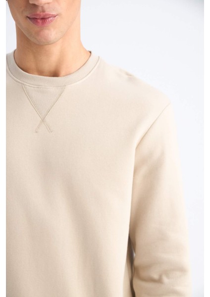 Regular Fit Bisiklet Yaka Kalın Basic Düz Sweatshirt T3777AZ25SP