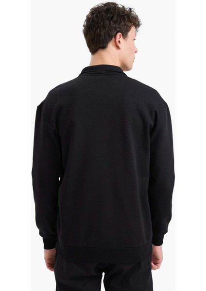 Comfort Regular Fit Rahat Kalıp Dik Yaka Cepli Basic Düz Fermuarlı Sweatshirt A5276AX25SP