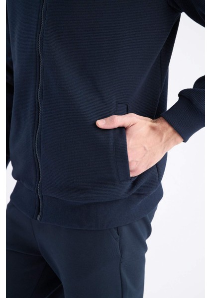 Relax Fit Kolej Yaka Dokulu Bomber Hırka D7930AX25SP