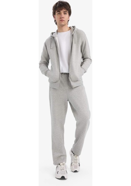 Comfort Fit Kapüşonlu İçi Yumuşak Tüylü Basic Düz Kalın Fermuarlı Sweatshirt D7599AX25SP