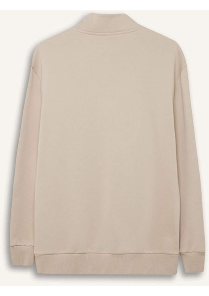 Comfort Regular Fit Rahat Kalıp Fermuarlı Dik Yaka Basic Düz Sweatshirt X7405AZ25SP