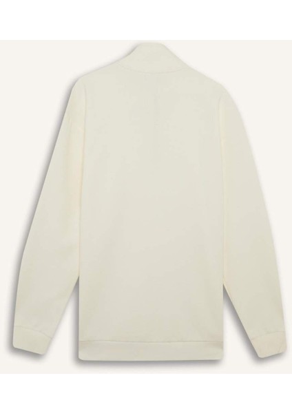 Comfort Fit Dik Yaka Dokulu Yarım Fermuarlı Waffle Sweatshirt D7543AX25SP