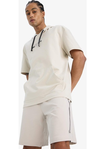 Fit Standart Fit Kapüşonlu Baskılı Sporcu Kısa Kollu Tişört D8017AX25SP