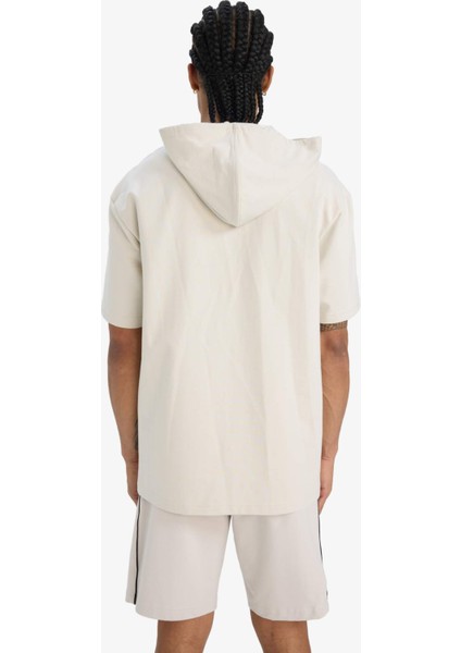 Fit Standart Fit Kapüşonlu Baskılı Sporcu Kısa Kollu Tişört D8017AX25SP