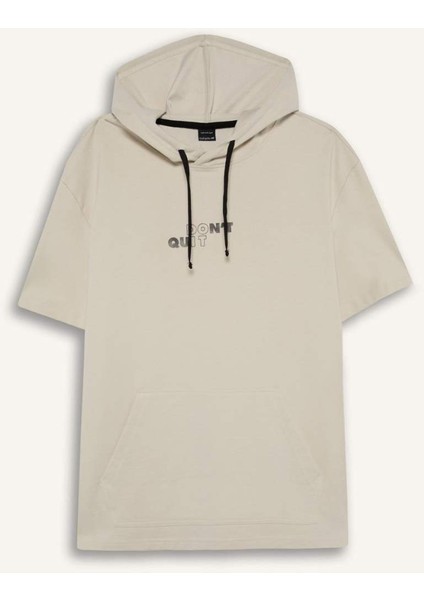 Fit Standart Fit Kapüşonlu Baskılı Sporcu Kısa Kollu Tişört D8017AX25SP