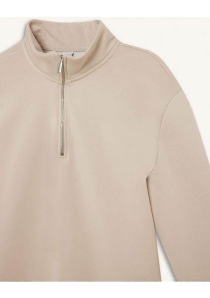 Comfort Regular Fit Rahat Kalıp Fermuarlı Dik Yaka Basic Düz Sweatshirt X7405AZ25SP
