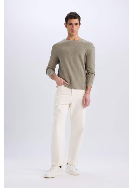 Boxy Fit Bisiklet Yaka Pamuklu Basic Düz Kısa Kollu Tişört D7504AX25SP