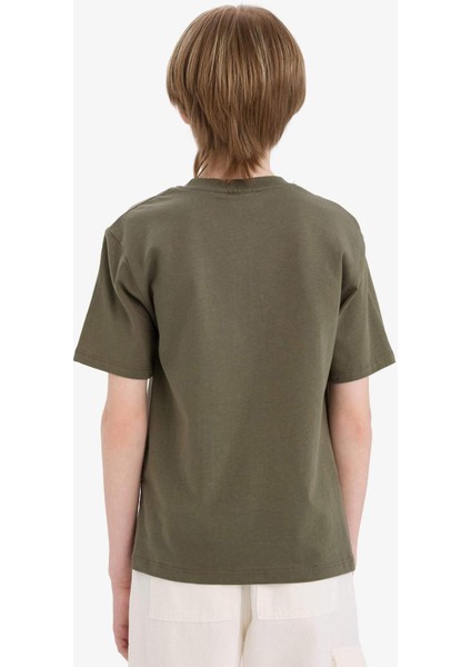 Erkek Çocuk Bisiklet Yaka Nakışlı Kısa Kollu Tişört E0964A825SM