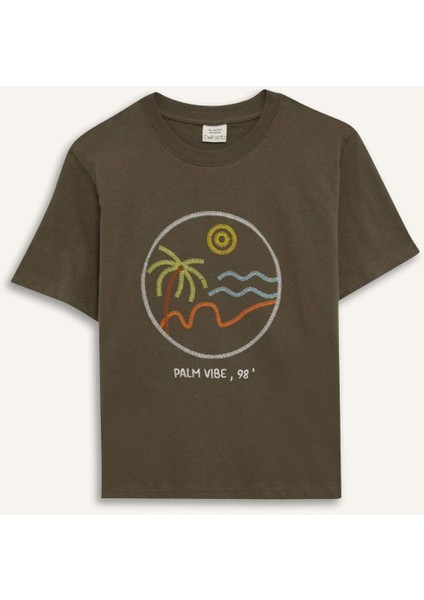 Erkek Çocuk Bisiklet Yaka Nakışlı Kısa Kollu Tişört E0964A825SM