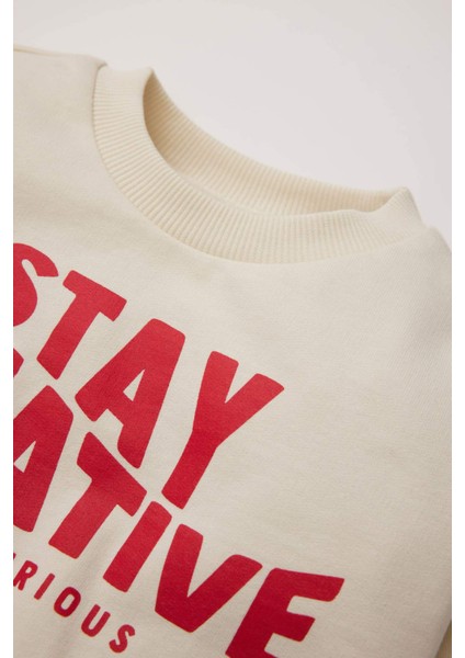 Erkek Bebek 2'li Takım Baskılı Sweatshirt Beli Lastikli Eşofman Altı D7921A525SP