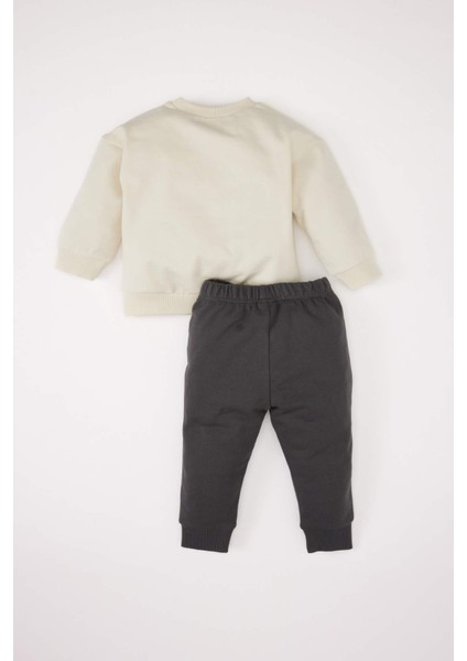 Erkek Bebek 2'li Takım Baskılı Sweatshirt Beli Lastikli Eşofman Altı D7921A525SP