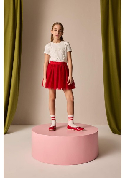 Kız Çocuk Pileli Kırmızı Etek E0646A825SM